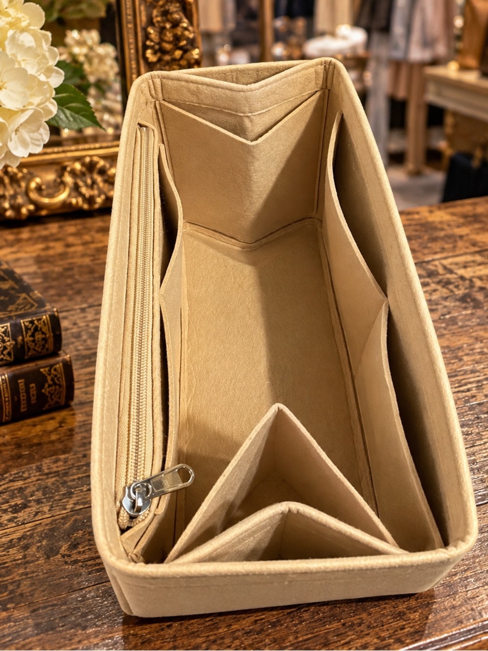 Beige Bag Organizer Insert - Neutral Tan Interior NWT
